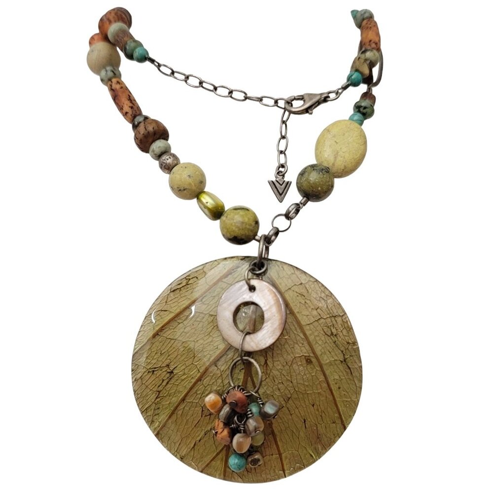 Silpada Sterling Silver, Turquoise, Quartz, Large Round Pendant Necklace